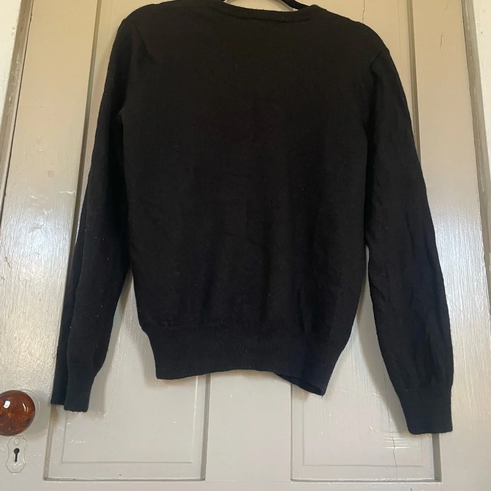 Banana Republic Black V-Neck Sweater Relaxed Fit 100% Merino Wool Y2K Comfy NWOT - Picture 4 of 9